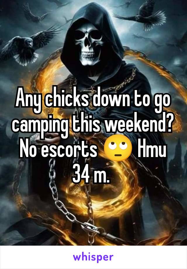 Any chicks down to go camping this weekend? No escorts 🙄 Hmu 34 m. 