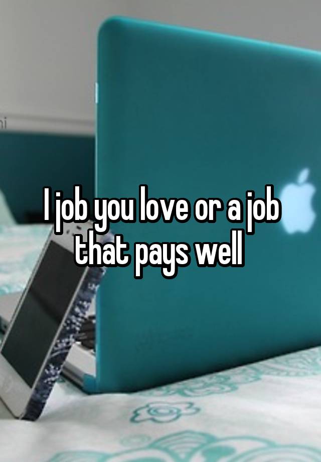 I job you love or a job that pays well 