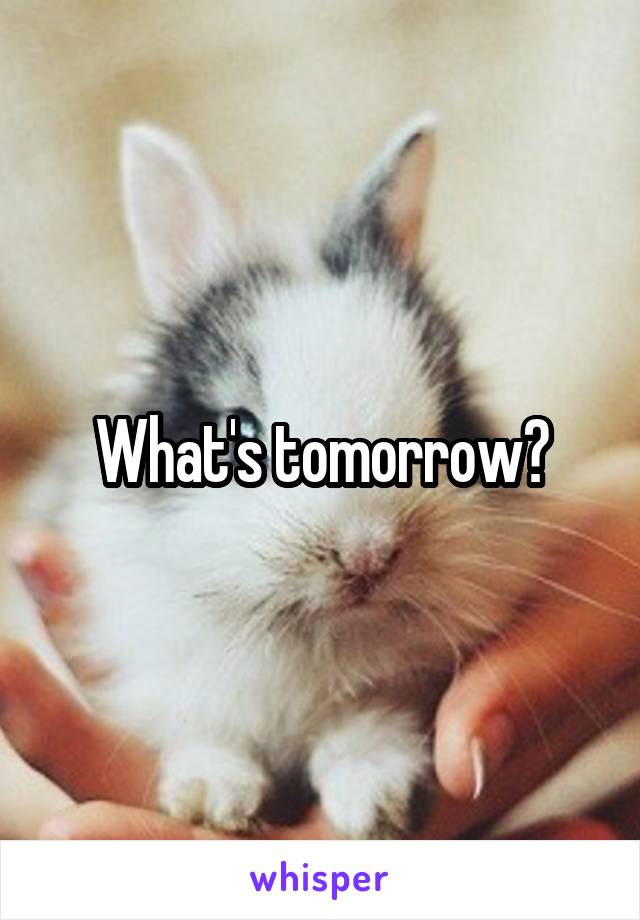 What's tomorrow?