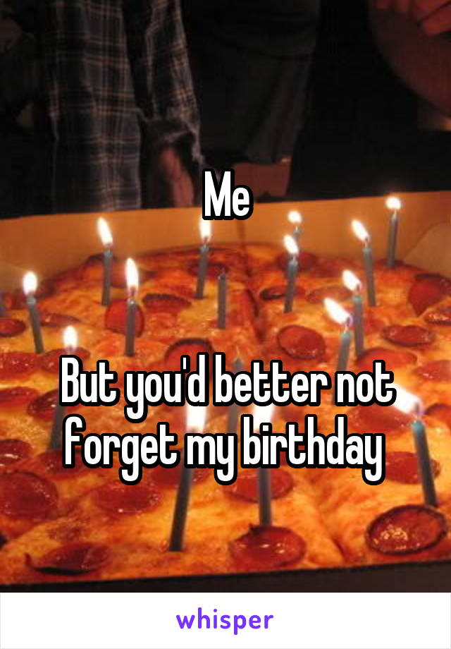 Me


But you'd better not forget my birthday 