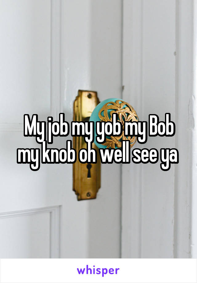 My job my yob my Bob my knob oh well see ya 