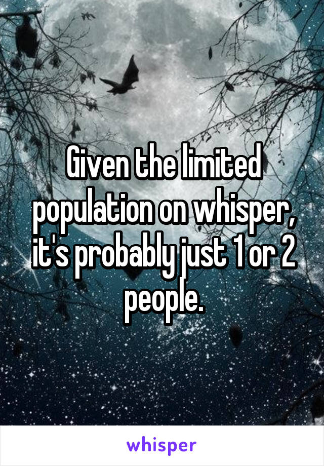 Given the limited population on whisper, it's probably just 1 or 2 people.