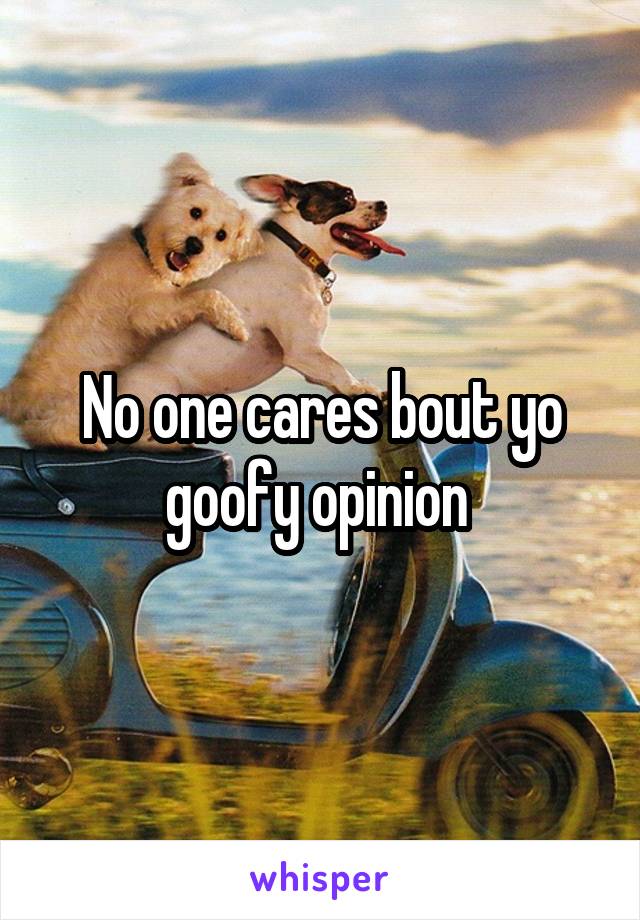No one cares bout yo goofy opinion 