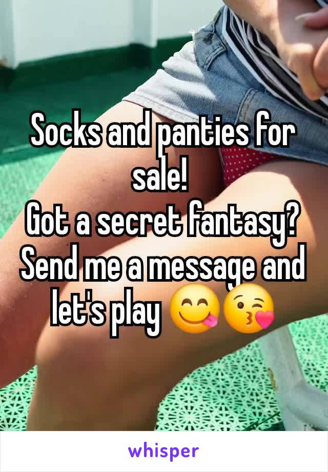 Socks and panties for sale! 
Got a secret fantasy? Send me a message and let's play 😋😘