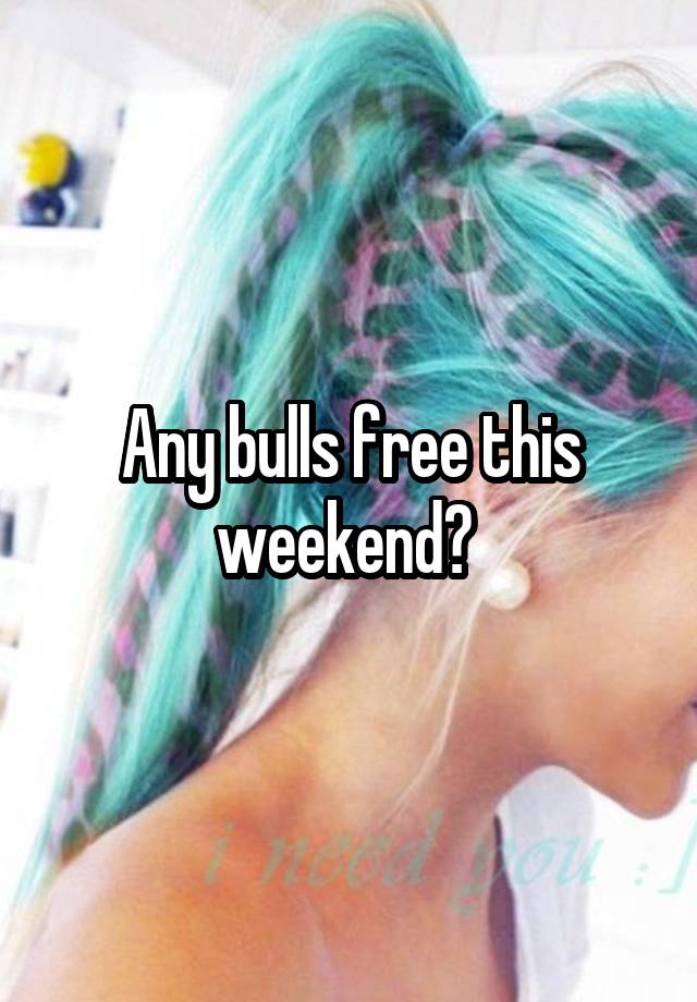 Any bulls free this weekend? 