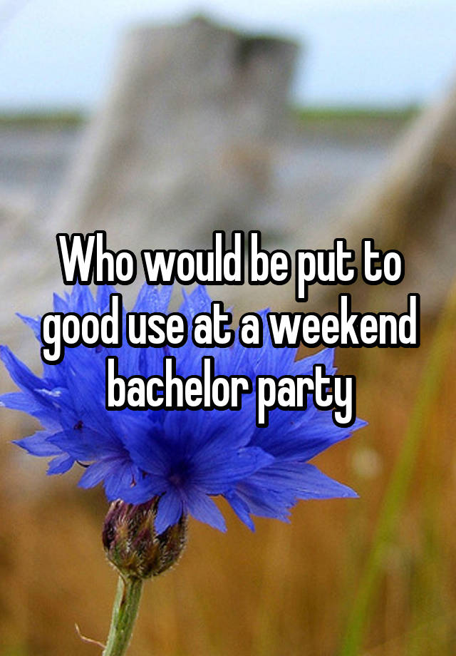 Who would be put to good use at a weekend bachelor party