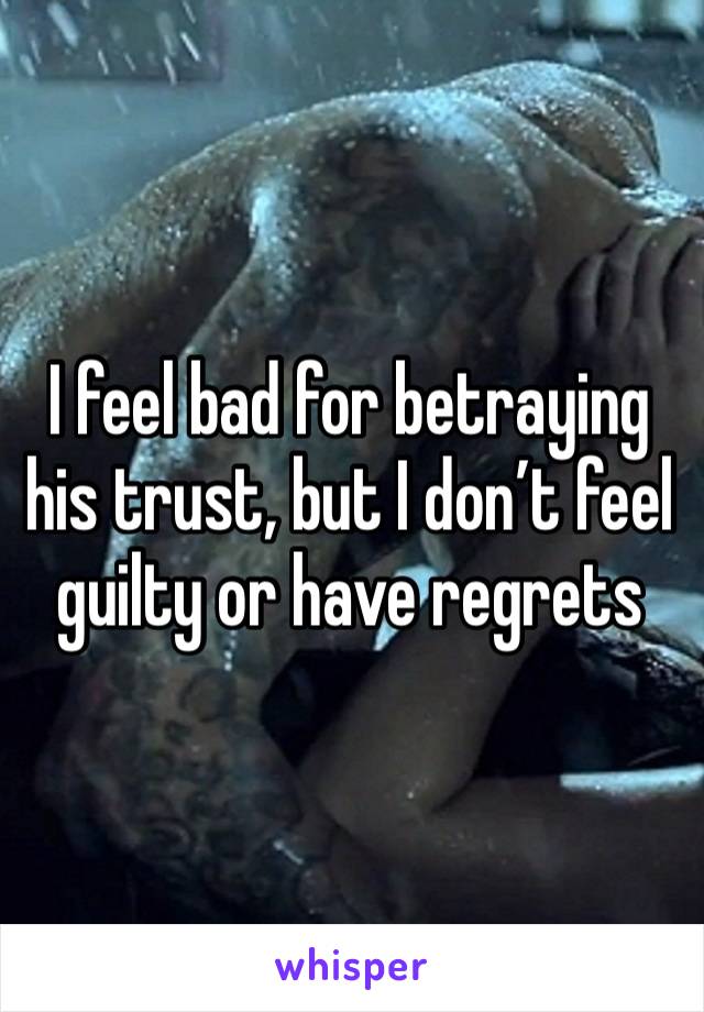 I feel bad for betraying his trust, but I don’t feel guilty or have regrets 
