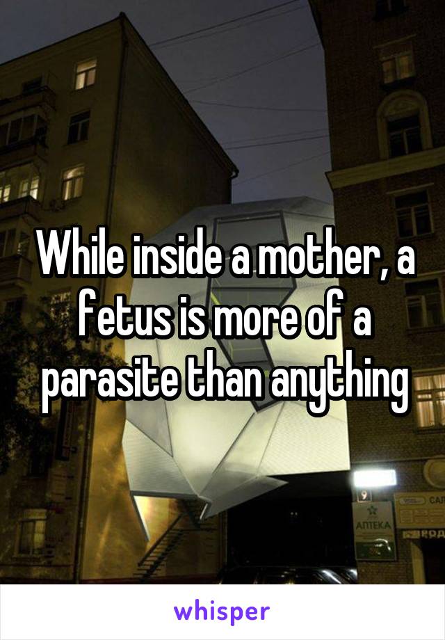 While inside a mother, a fetus is more of a parasite than anything