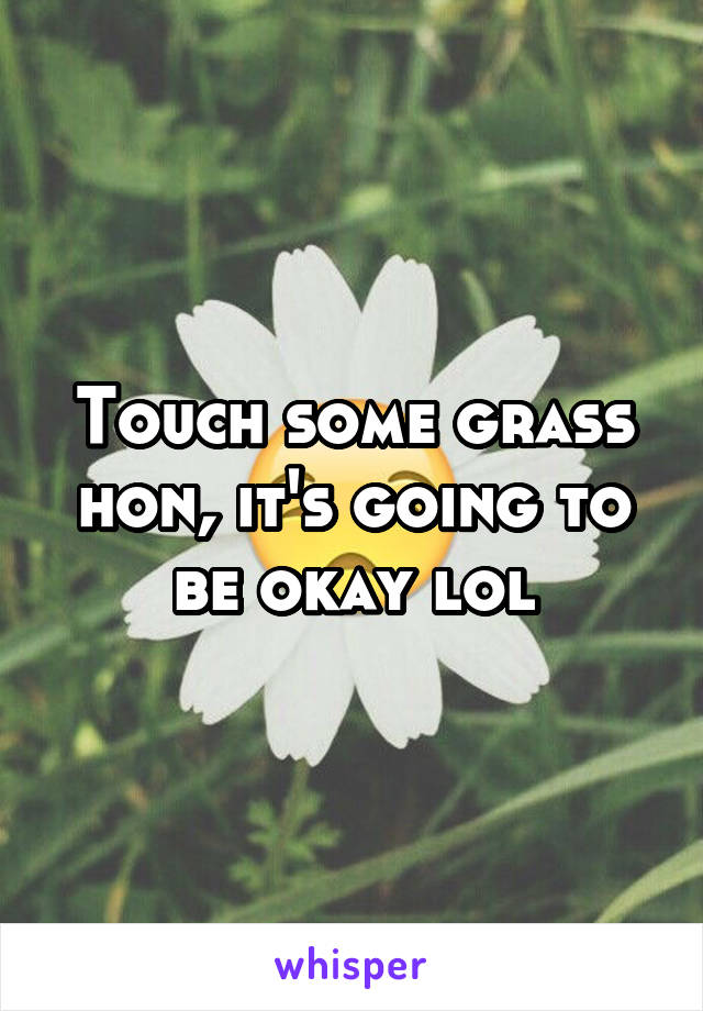Touch some grass hon, it's going to be okay lol