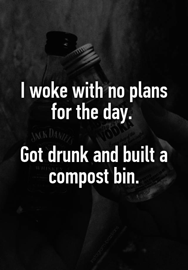 I woke with no plans for the day. 

Got drunk and built a compost bin.