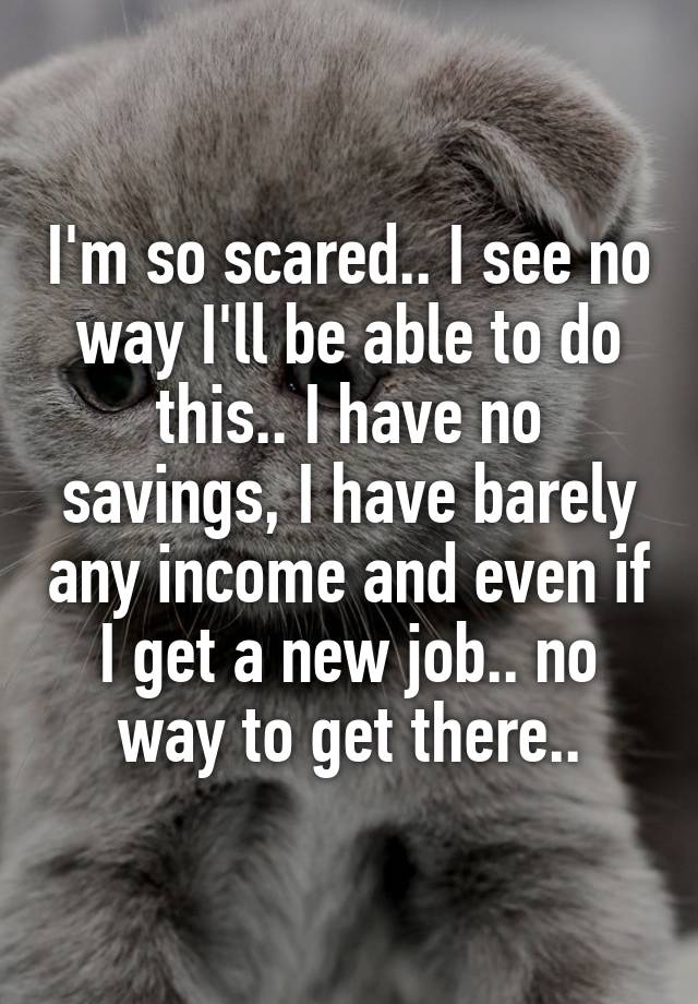 I'm so scared.. I see no way I'll be able to do this.. I have no savings, I have barely any income and even if I get a new job.. no way to get there..