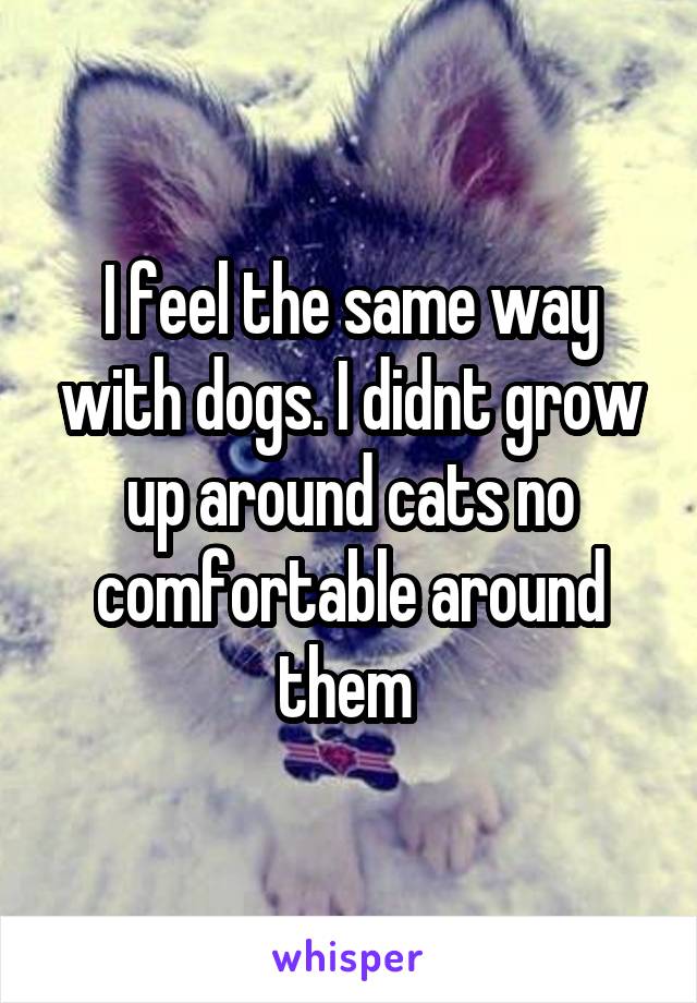 I feel the same way with dogs. I didnt grow up around cats no comfortable around them 