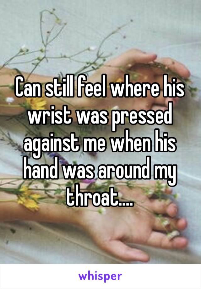 Can still feel where his wrist was pressed against me when his hand was around my throat….