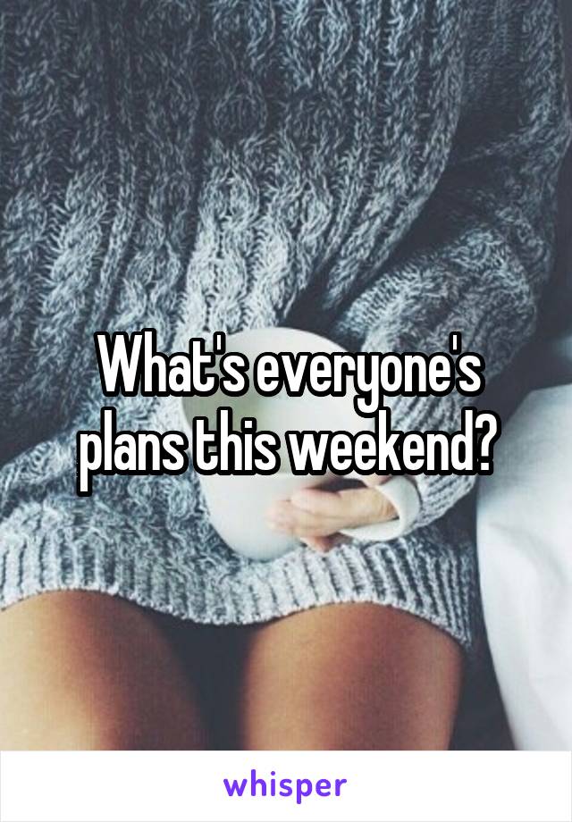 What's everyone's plans this weekend?