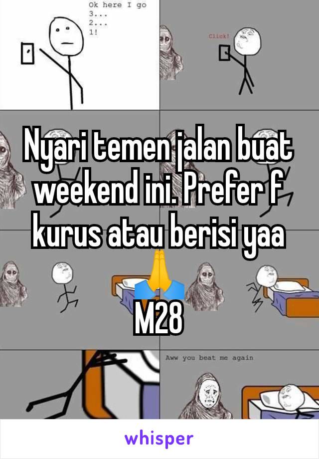 Nyari temen jalan buat weekend ini. Prefer f kurus atau berisi yaa🙏
M28