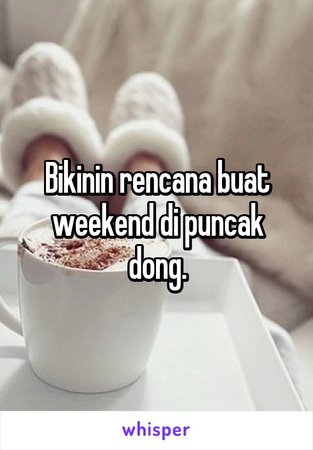 Bikinin rencana buat weekend di puncak dong.