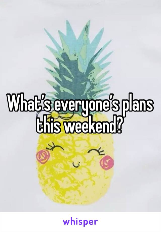 What’s everyone’s plans this weekend? 