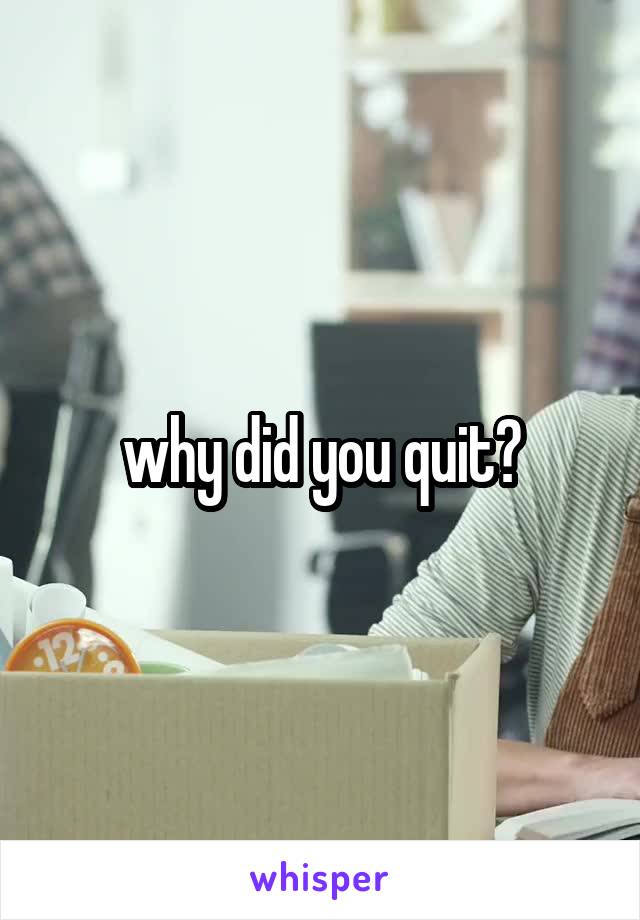 why did you quit?