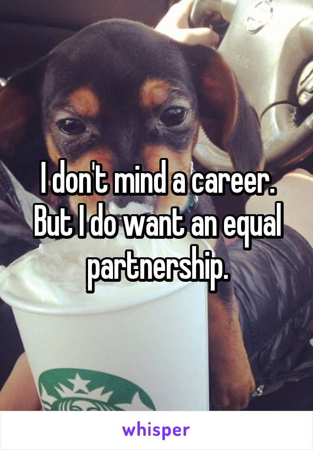 I don't mind a career. But I do want an equal partnership.