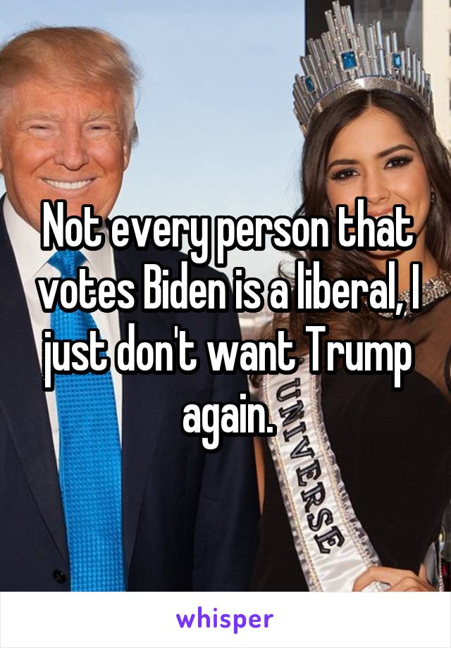 Not every person that votes Biden is a liberal, I just don't want Trump again.