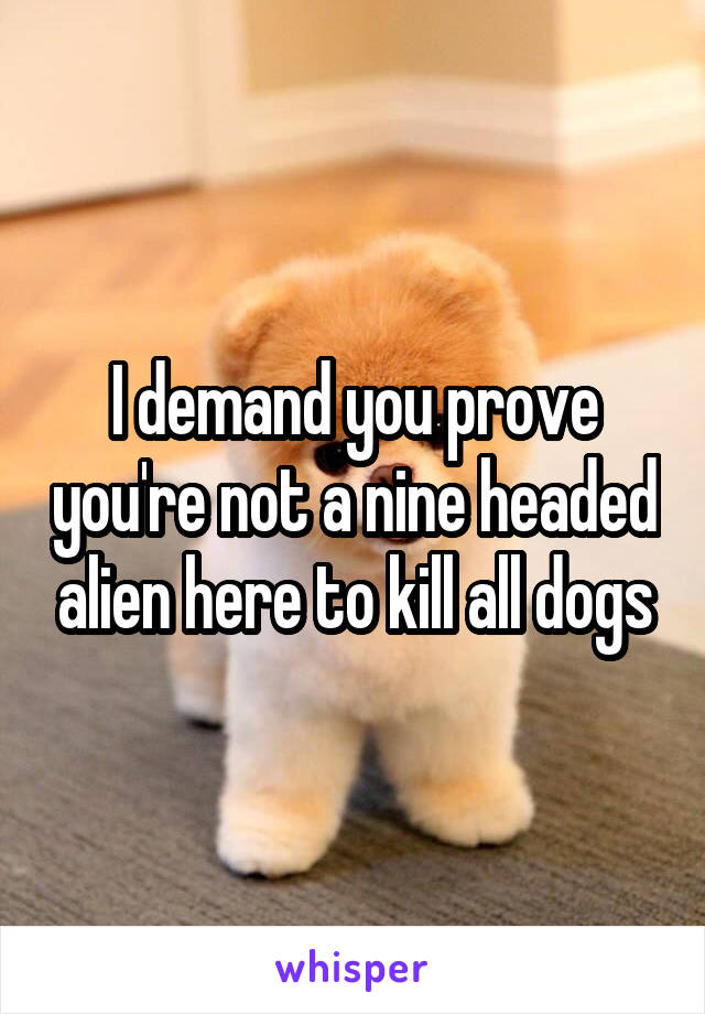 I demand you prove you're not a nine headed alien here to kill all dogs