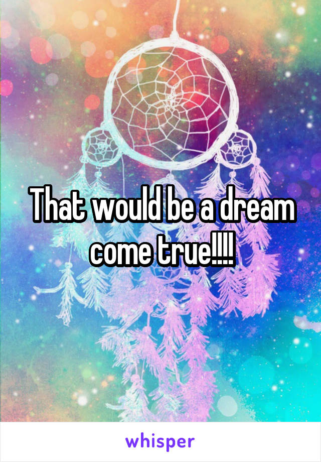 That would be a dream come true!!!!