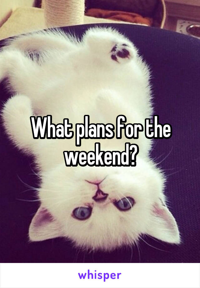 What plans for the weekend?