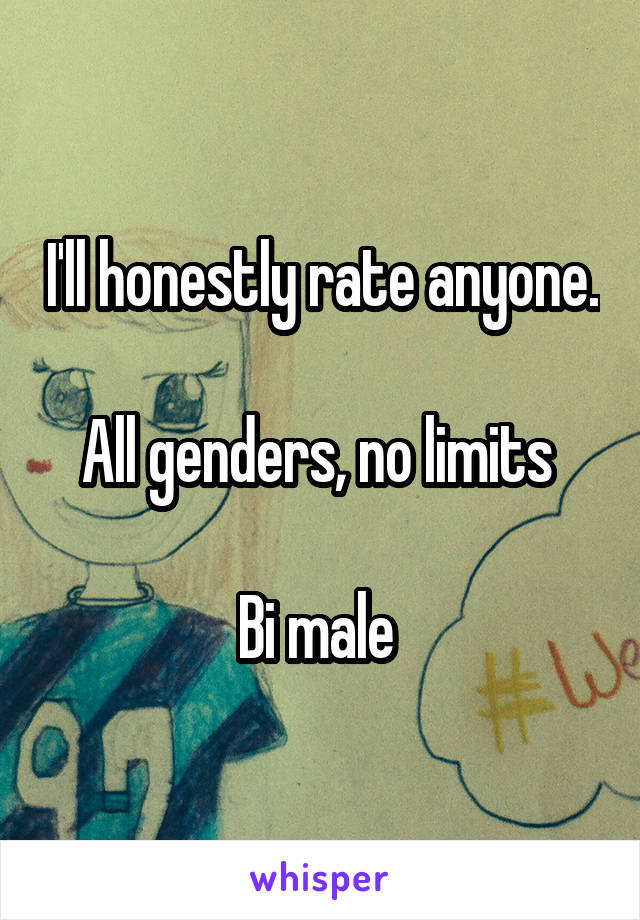 I'll honestly rate anyone. 
All genders, no limits 

Bi male 