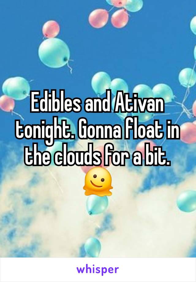 Edibles and Ativan tonight. Gonna float in the clouds for a bit. 🫠