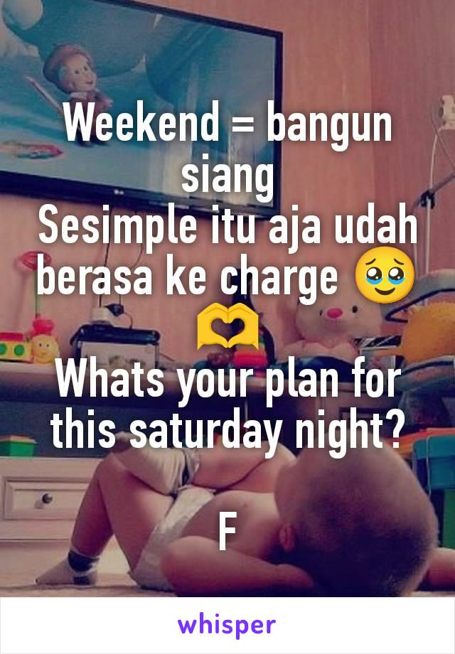 Weekend = bangun siang
Sesimple itu aja udah berasa ke charge 🥹🫶
Whats your plan for this saturday night?

F