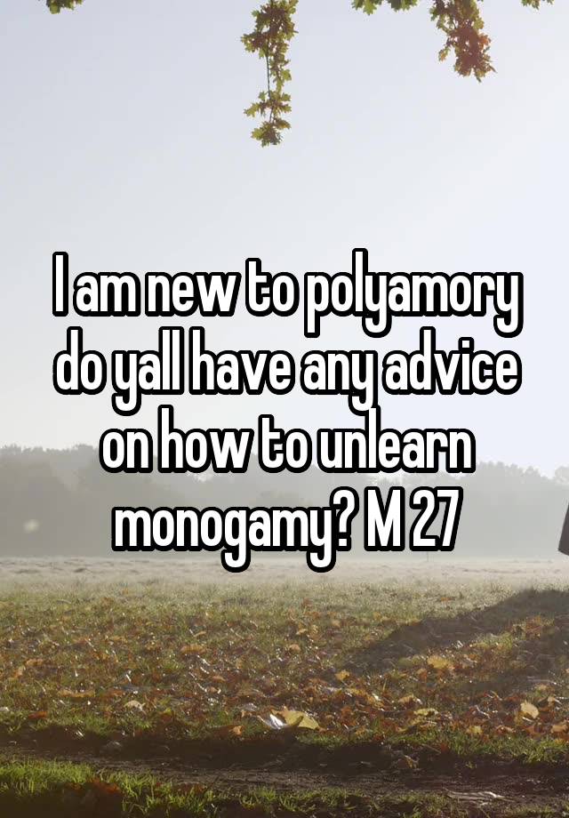 I am new to polyamory do yall have any advice on how to unlearn monogamy? M 27