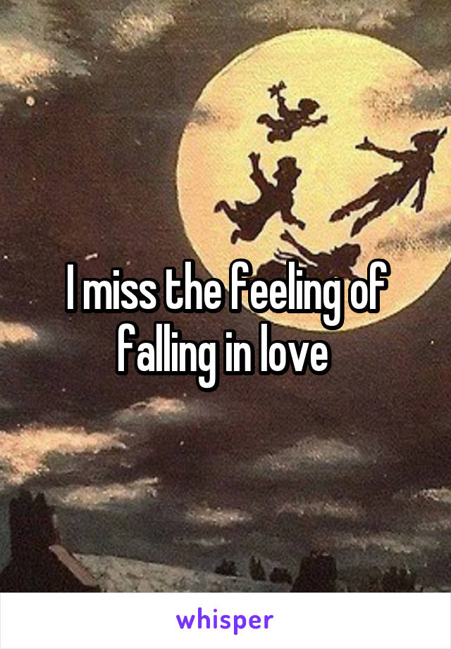 I miss the feeling of falling in love 