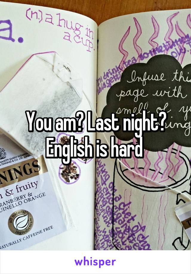 You am? Last night? English is hard 