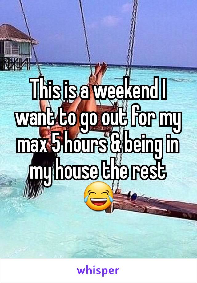 This is a weekend I want to go out for my max 5 hours & being in my house the rest 😂