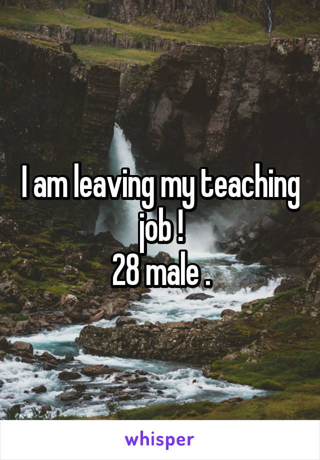 I am leaving my teaching job !
28 male .