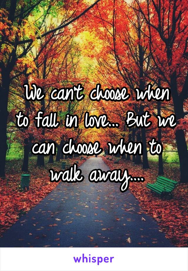 We can't choose when to fall in love... But we can choose when to walk away....