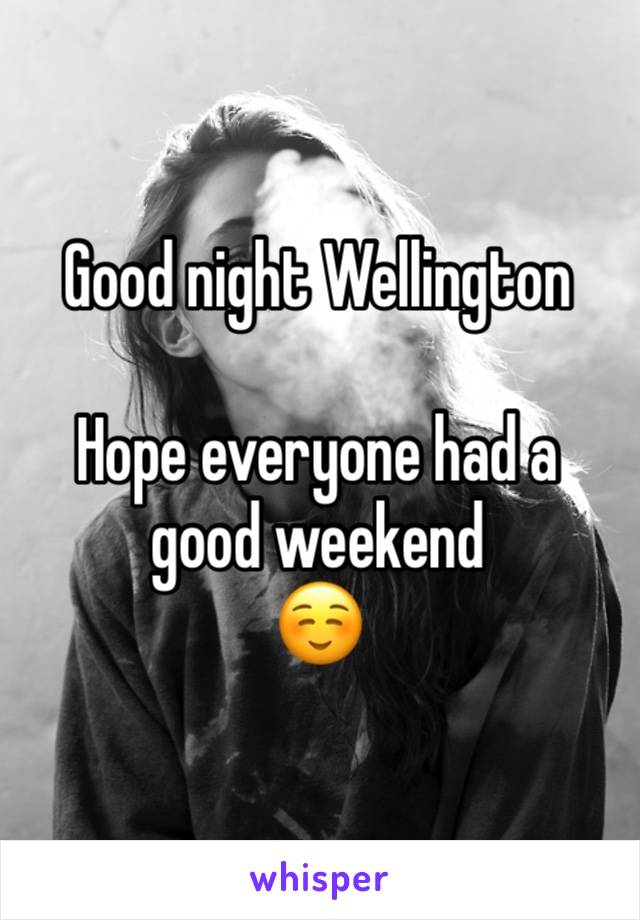 Good night Wellington 

Hope everyone had a good weekend 
☺️