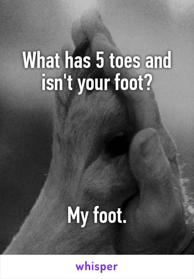 What has 5 toes and isn't your foot?





My foot.