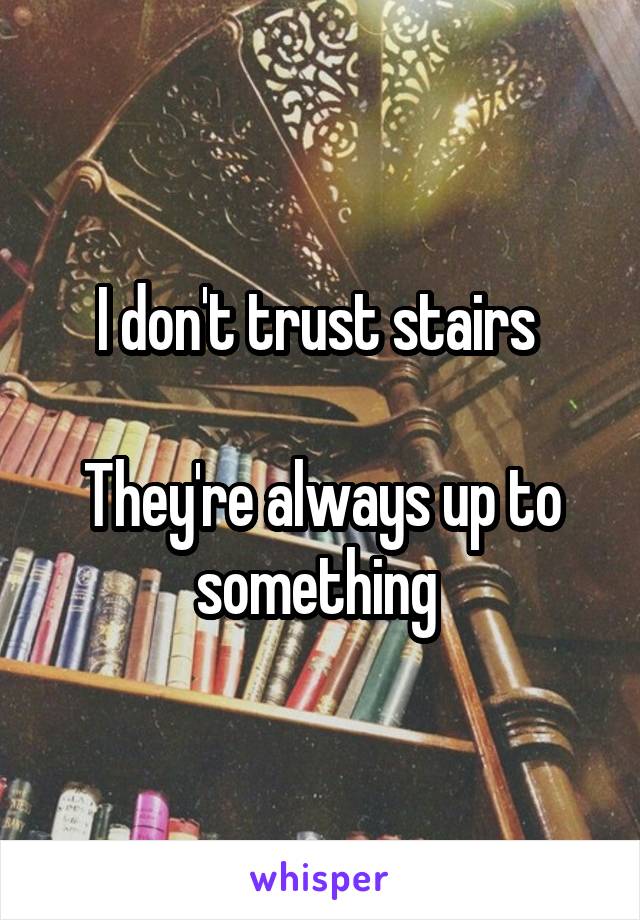 I don't trust stairs 

They're always up to something 