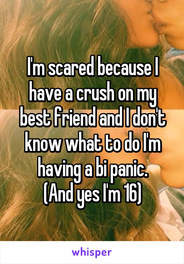 I'm scared because I have a crush on my best friend and I don't know what to do I'm having a bi panic.
(And yes I'm 16)