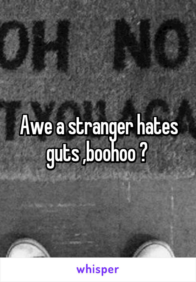 Awe a stranger hates guts ,boohoo ? 