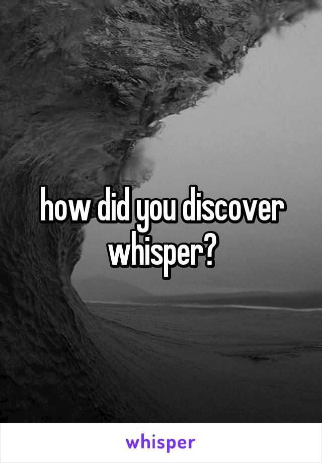 how did you discover whisper?