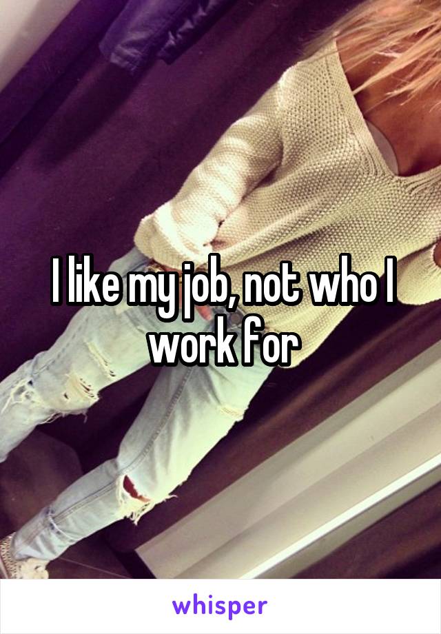 I like my job, not who I work for