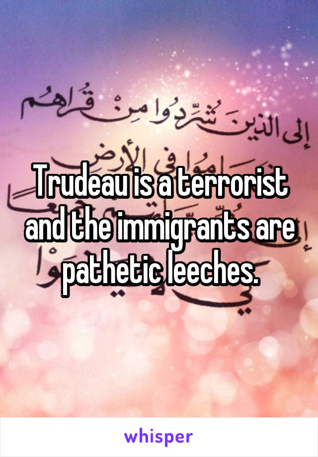 Trudeau is a terrorist and the immigrants are pathetic leeches.