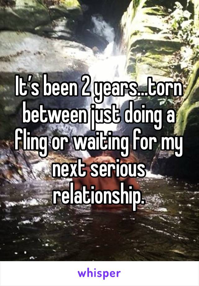 It’s been 2 years…torn between just doing a fling or waiting for my next serious relationship.