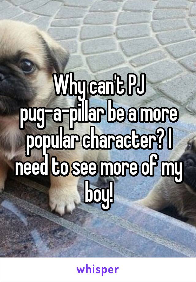 Why can't PJ pug-a-pillar be a more popular character? I need to see more of my boy!
