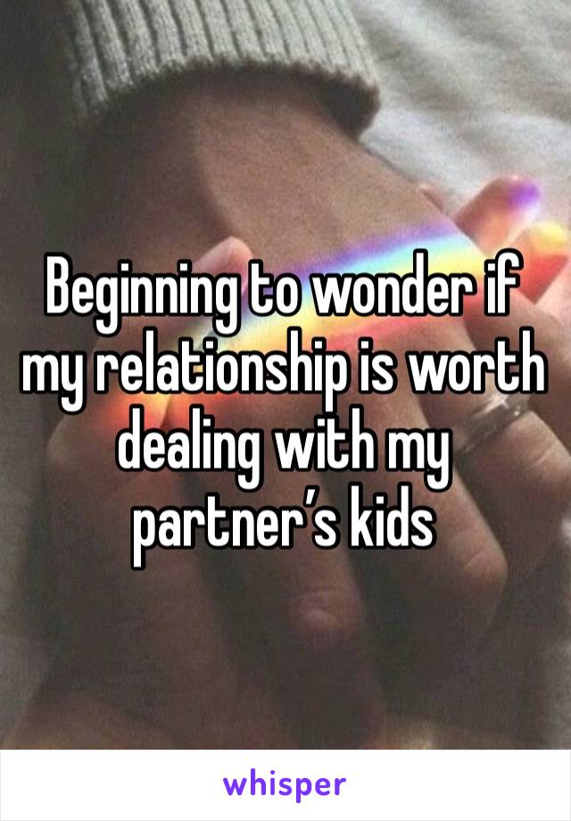 Beginning to wonder if my relationship is worth dealing with my partner’s kids 