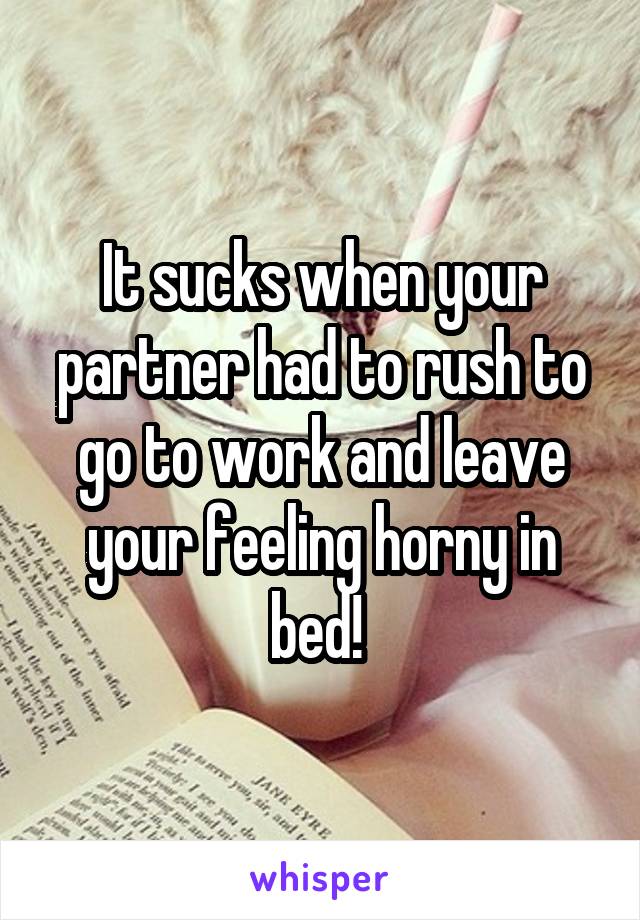 It sucks when your partner had to rush to go to work and leave your feeling horny in bed! 