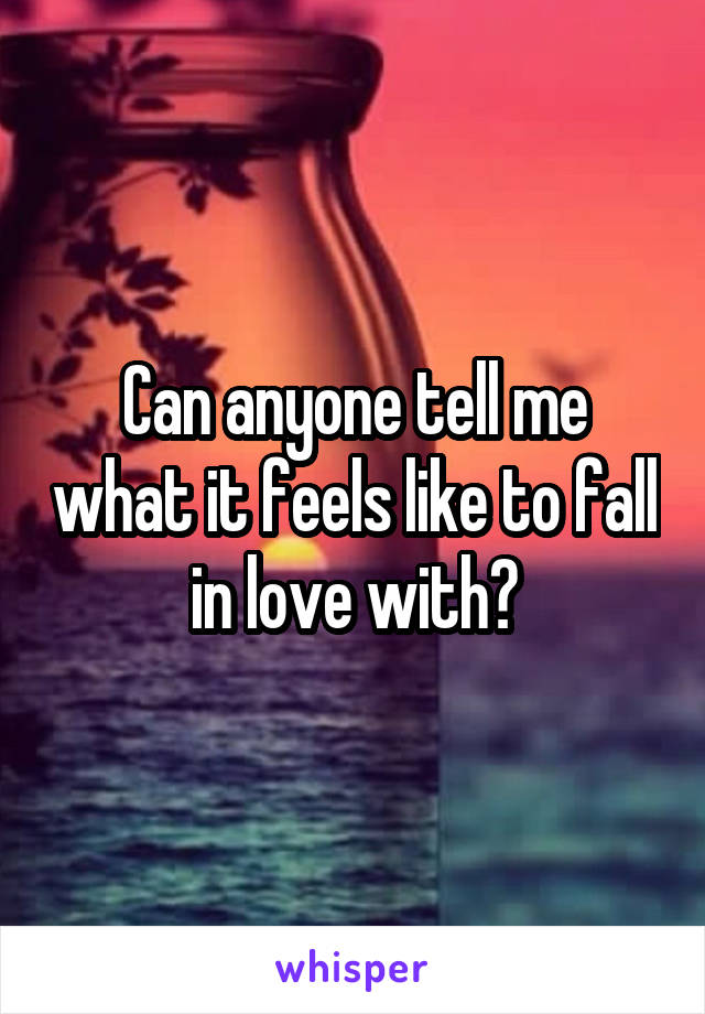 Can anyone tell me what it feels like to fall in love with?