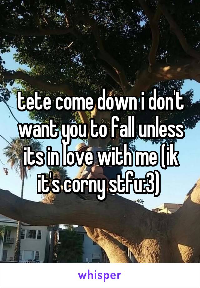 tete come down i don't want you to fall unless its in love with me (ik it's corny stfu:3) 